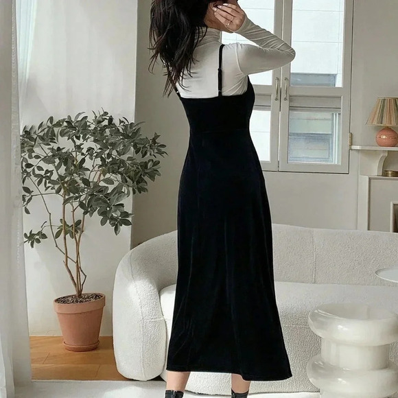 Black Casual Womens Solid Cami Dress - Picture 2 of 6